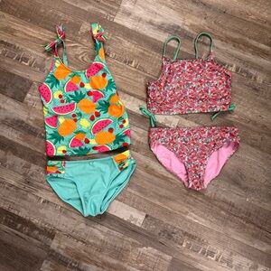 🍍 Girls Swimsuit Bundle Size 10/12 – Wonder Nation & Cat & Jack (2 Sets) 🌸